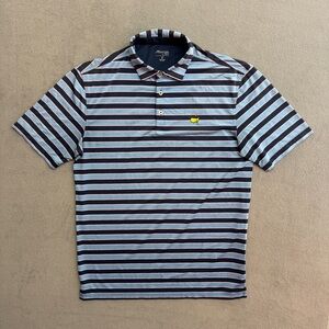 Masters Tech Polo Shirt Medium Men's Short Sleeve Golf Stretch Comfort Blue Logo